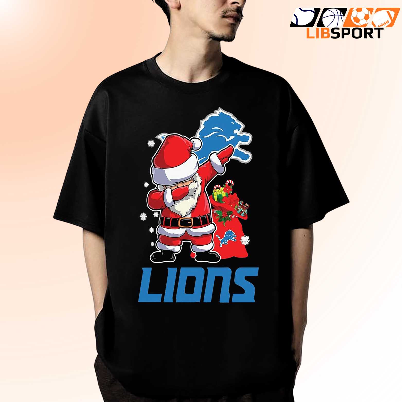 Detroit Lions Santa Hat Shirt, Unisex Christmas Tee, Football Holiday Spirit